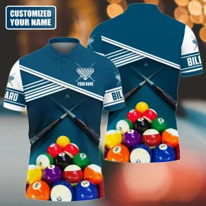 Personalized Name Billiard Shirt Men Women, Billiard 3D Polo Shirt, Billiard Team Uniform, Billiard Lover Gift