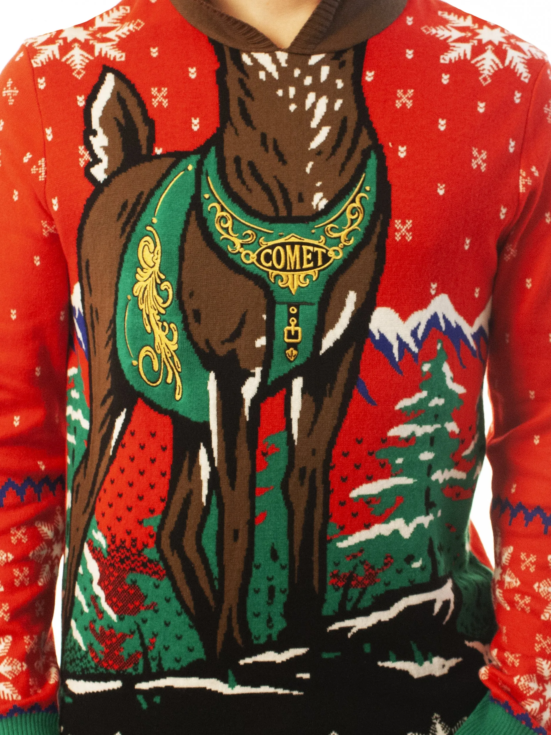 Reindeer Hoodie Red | Ugly Christmas Sweater For Men & Women | Unisex Sizing