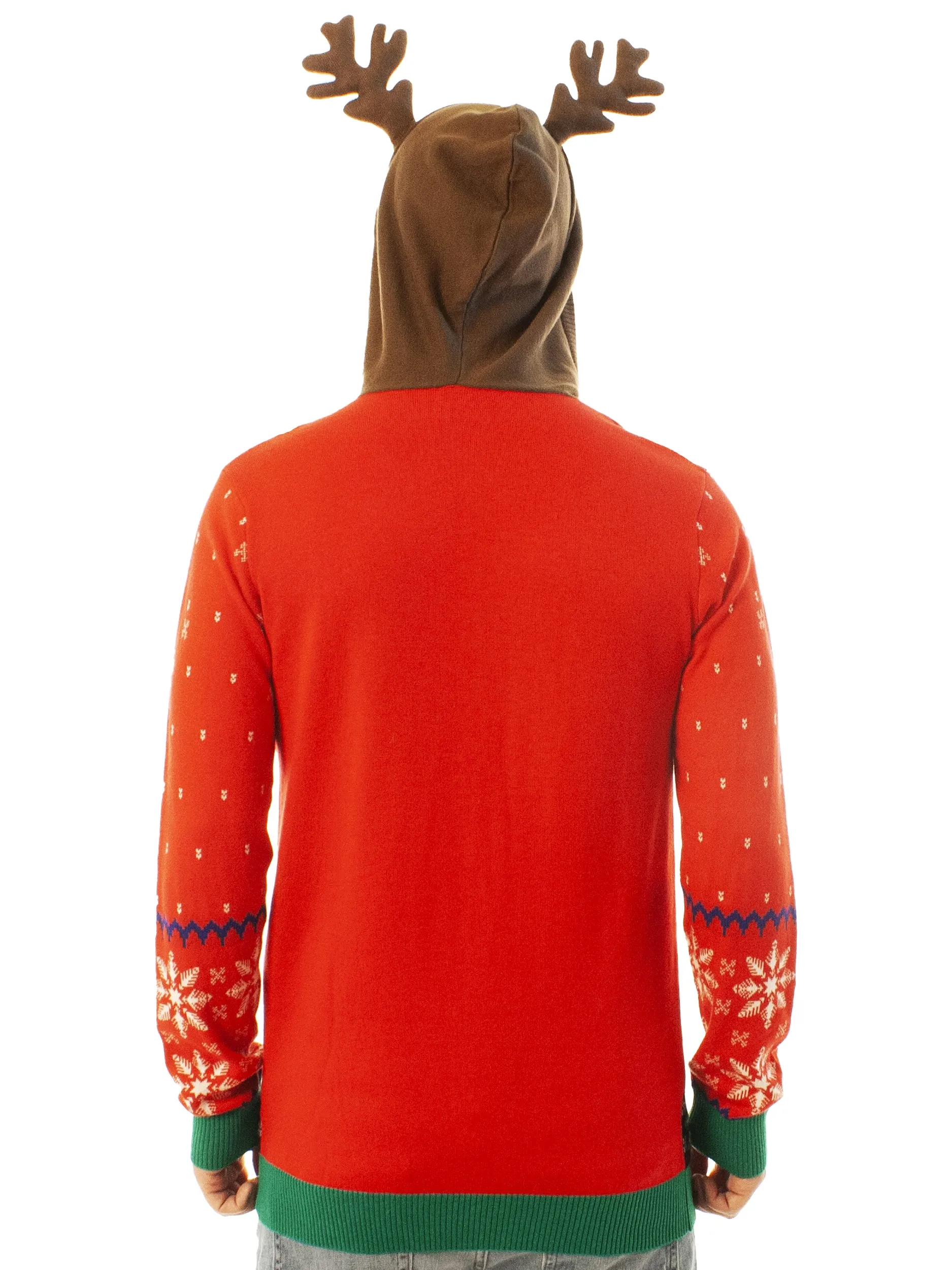 Reindeer Hoodie Red | Ugly Christmas Sweater For Men & Women | Unisex Sizing