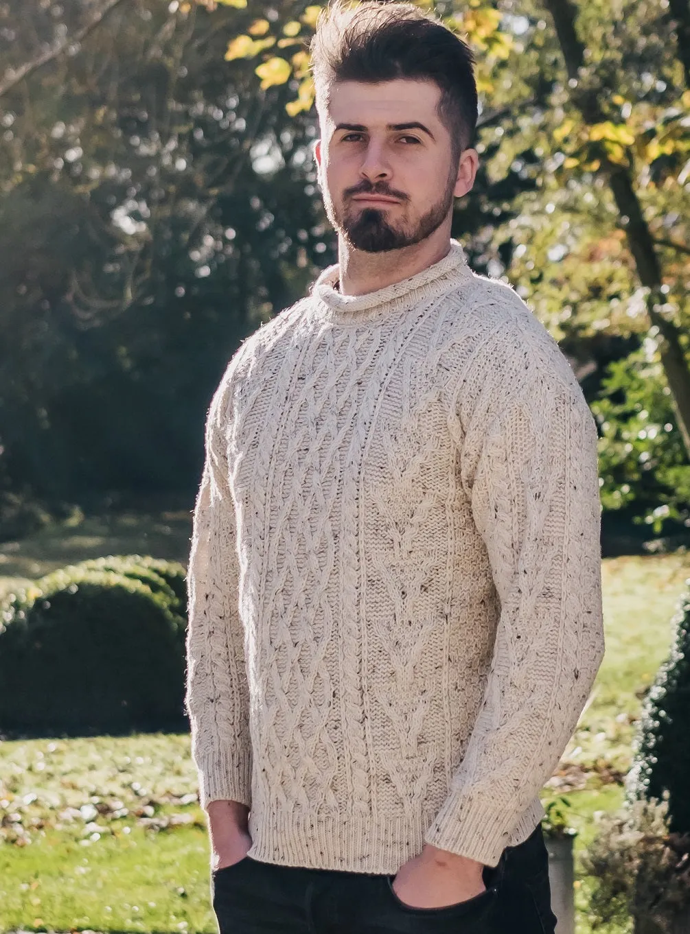 Roll Collar British Wool Aran Jumper