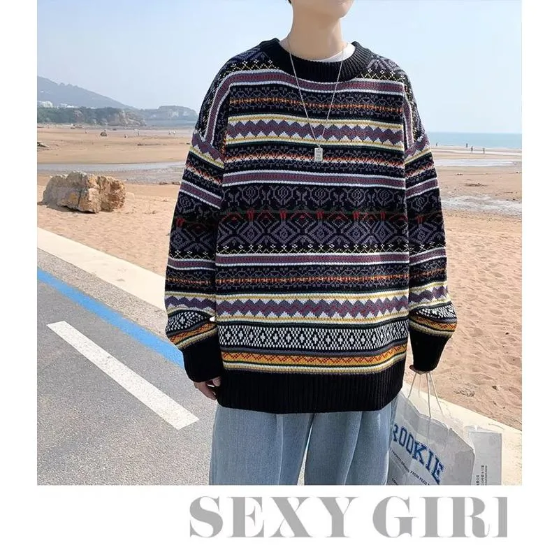 Round Neck Loose Fit Thickened Knitted Sweater