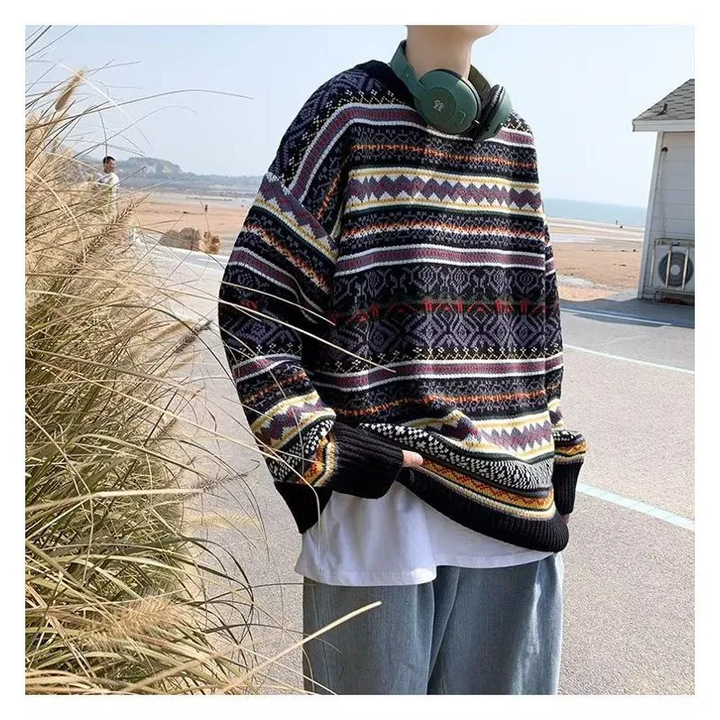 Round Neck Loose Fit Thickened Knitted Sweater