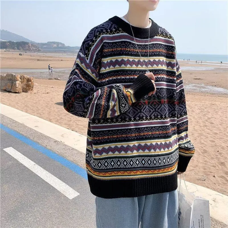 Round Neck Loose Fit Thickened Knitted Sweater