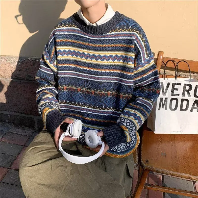 Round Neck Loose Fit Thickened Knitted Sweater