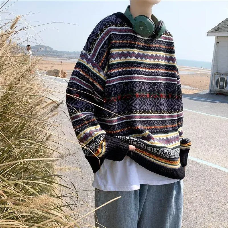 Round Neck Loose Fit Thickened Knitted Sweater