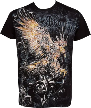 Sakkas Clutching Eagle & Fleur De Lis Metallic Silver Embossed Cotton T-Shirt