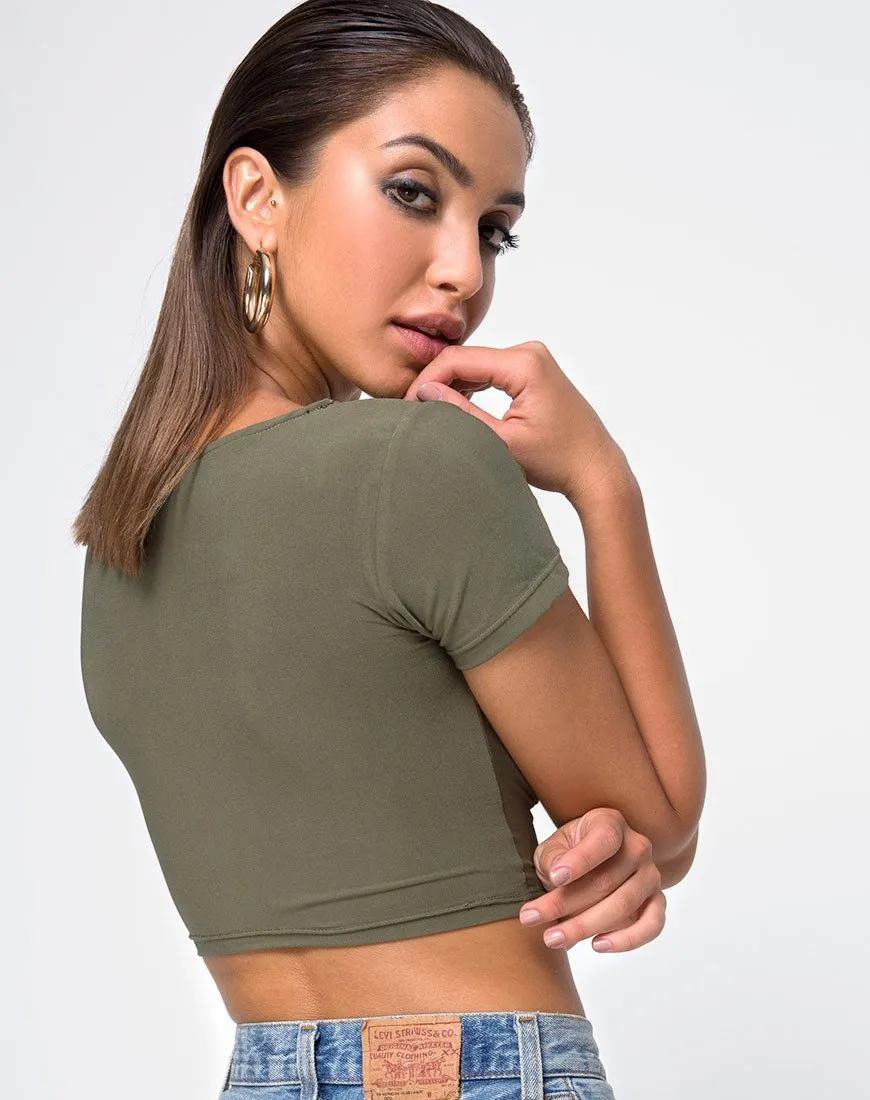 Shim Cutout Crop Top in Khaki