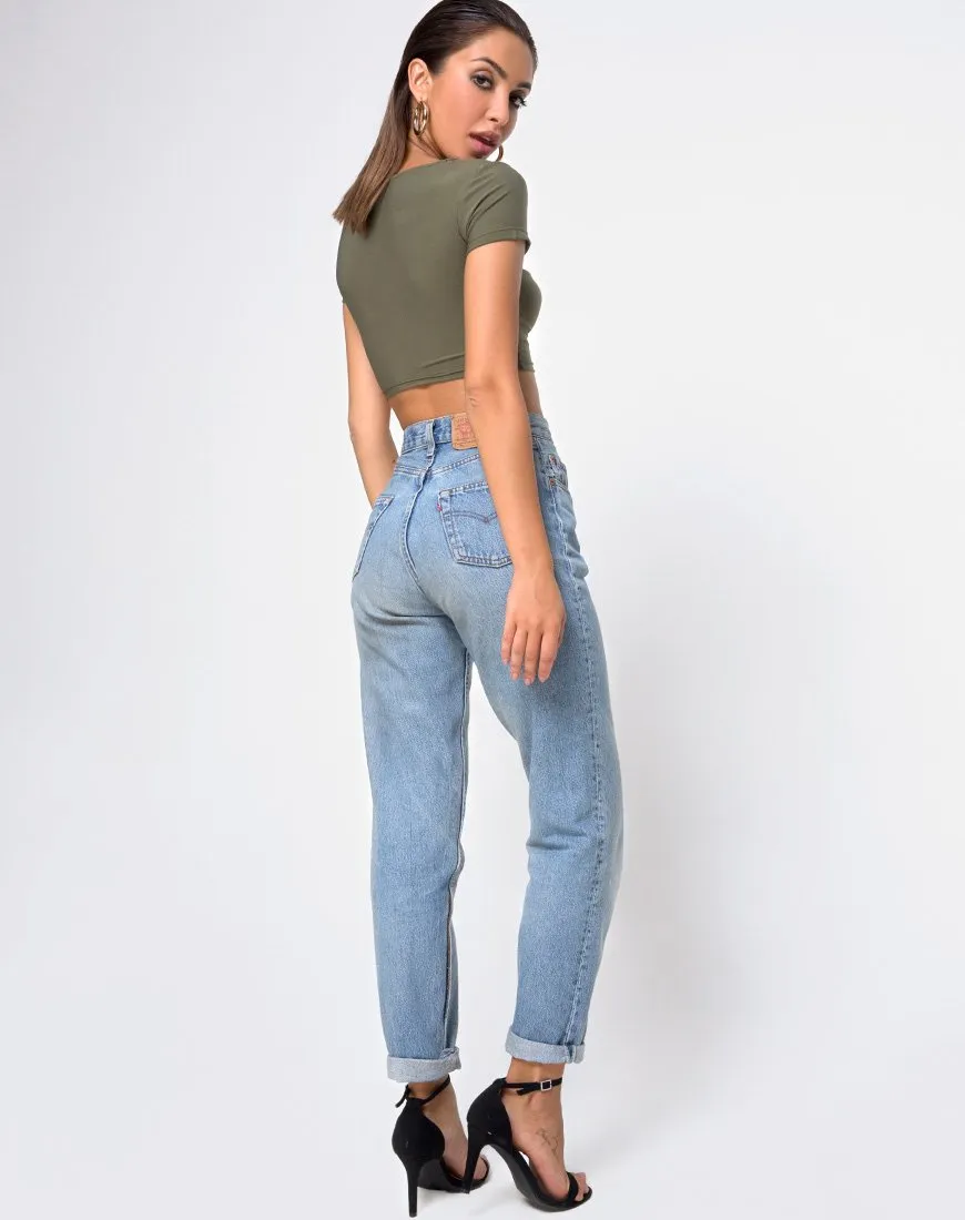 Shim Cutout Crop Top in Khaki