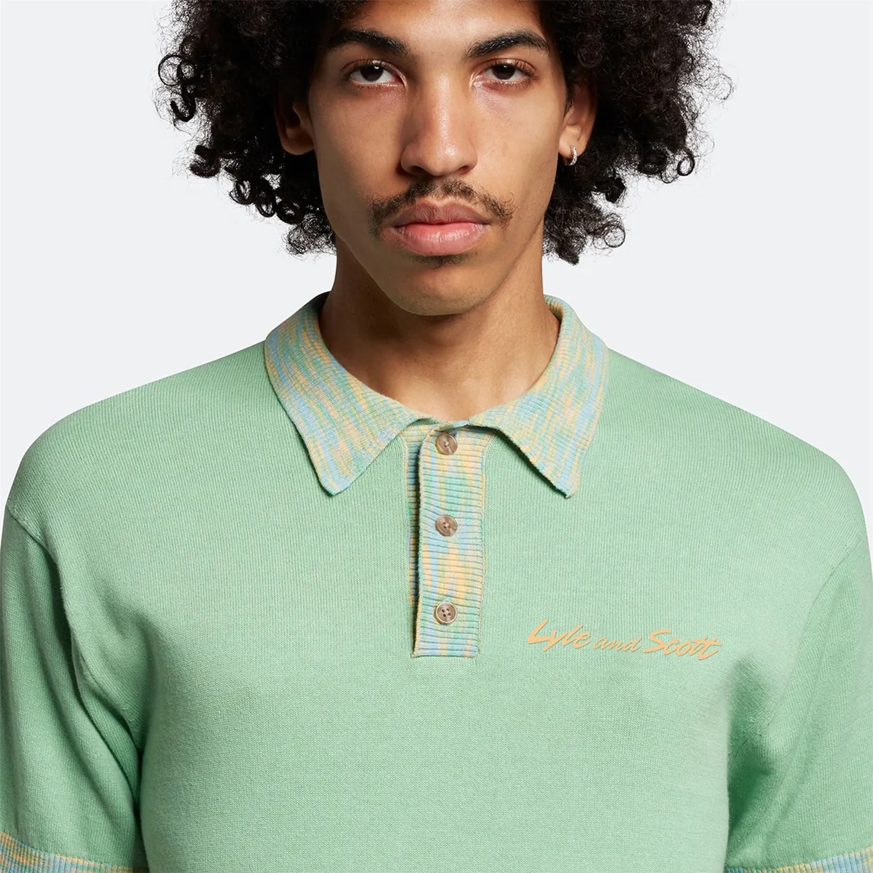 Space Dye Trim Knitted Polo Molly's Green - SS23