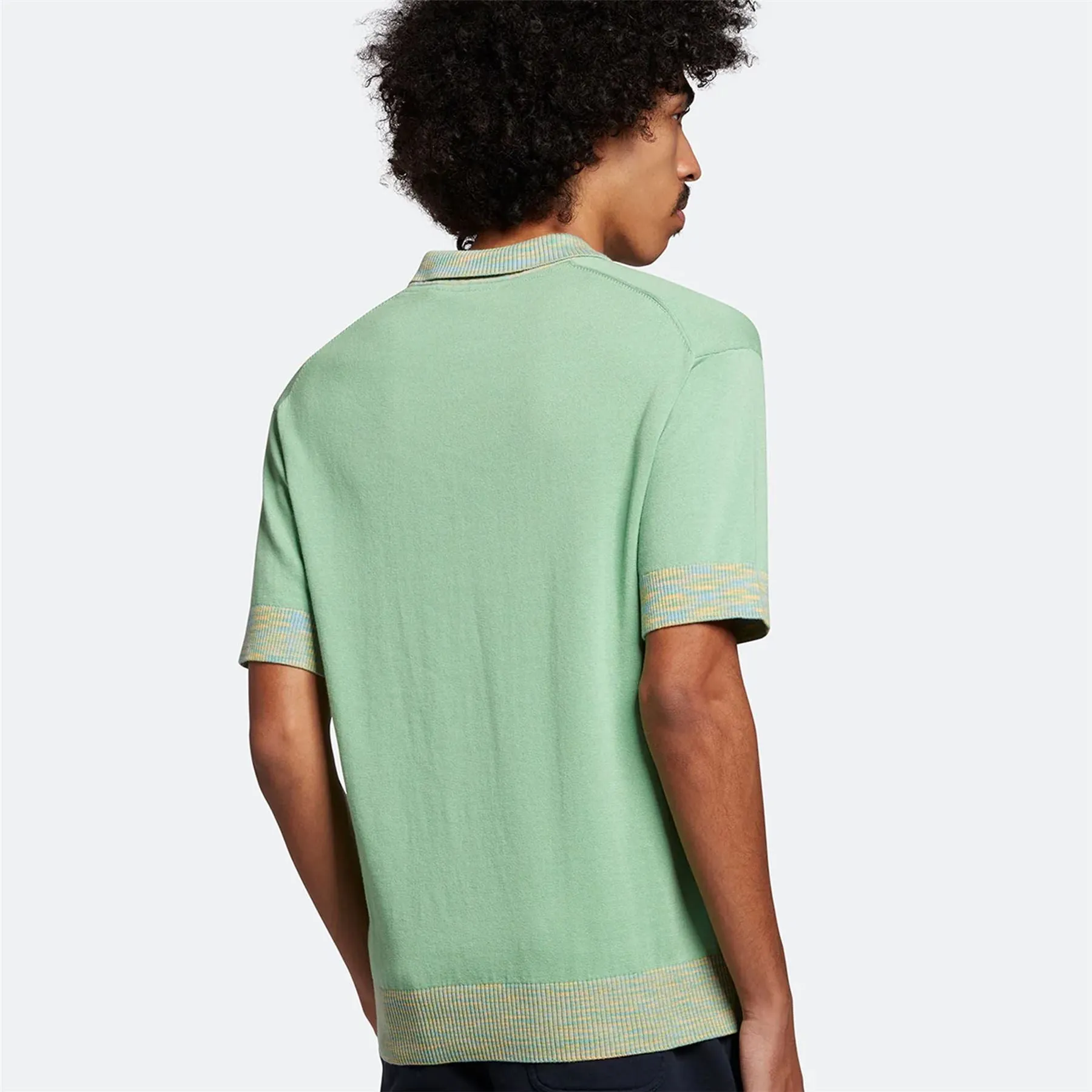 Space Dye Trim Knitted Polo Molly's Green - SS23