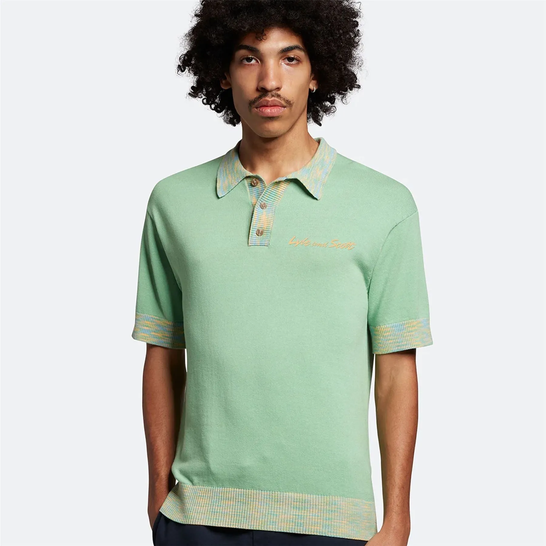 Space Dye Trim Knitted Polo Molly's Green - SS23