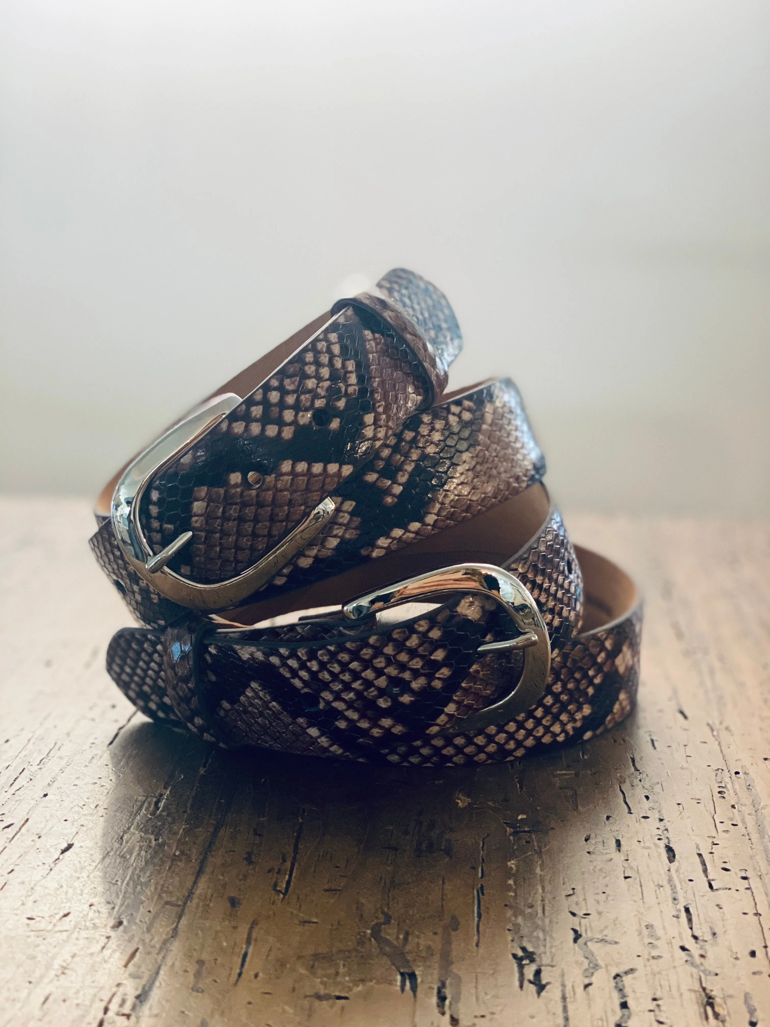 W. Kleinberg Taupe Embossed Copperhead Belt