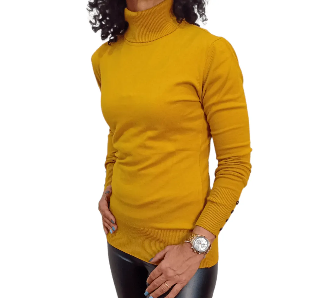 Women Fred Perry High-Collar Pullover - Mustard