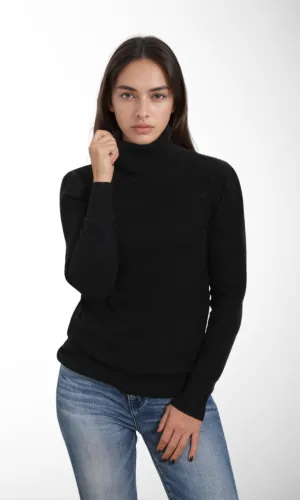 Women Turtleneck Knitwear Sweater (Black)